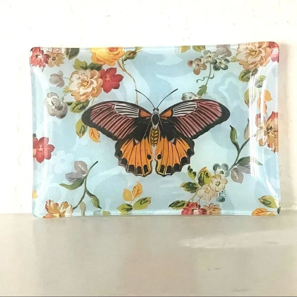 Butterfly glass trinket dish